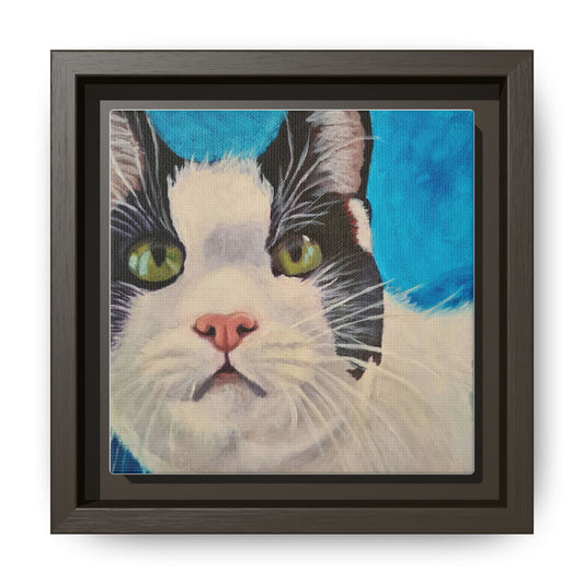 Toile imprimée portrait de chat, encadrée