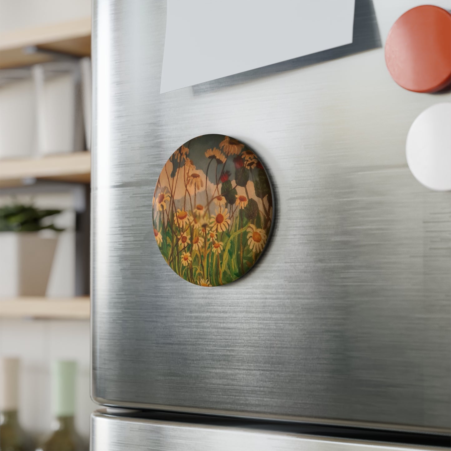 Floral Button Magnet, Nature-Inspired Decor, Gift for Garden Lovers, Refrigerator Magnet, Home Decoration, Spring Vibes