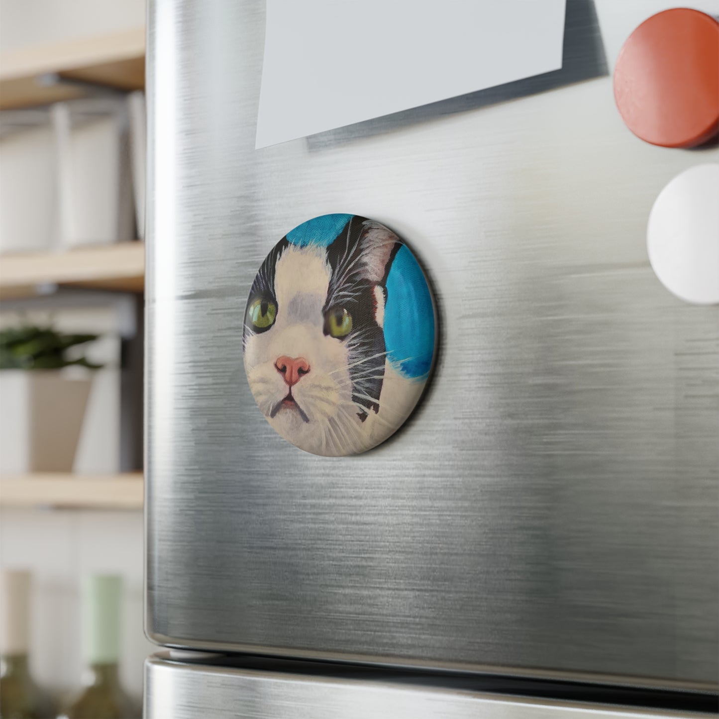 Cat Lover Button Magnet, Cute Cat Magnet, Animal Magnet, Gift for Cat Moms, Home Decor, Refrigerator Magnet, Pet Lover Gift