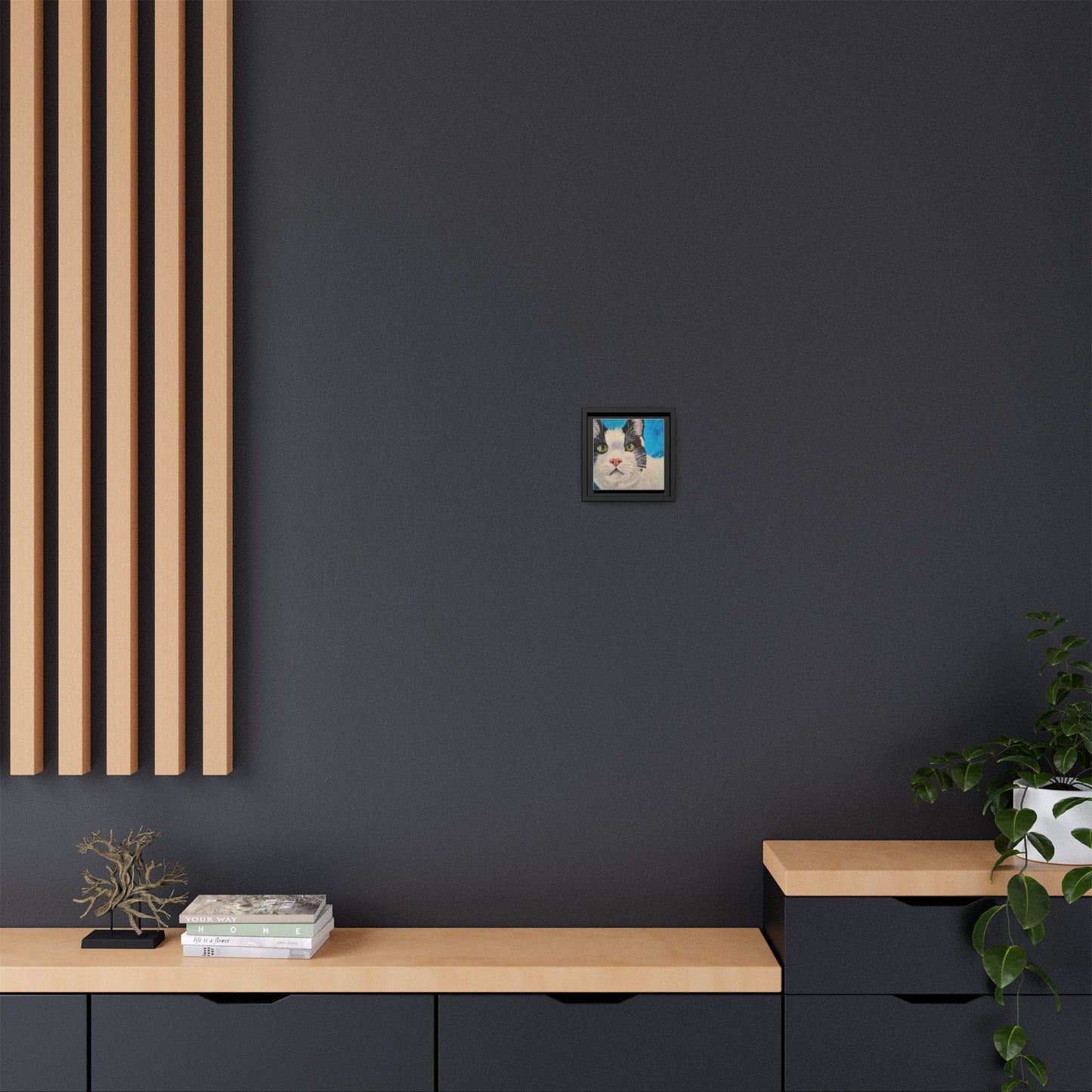 Framed Cat Portrait Canvas Print.