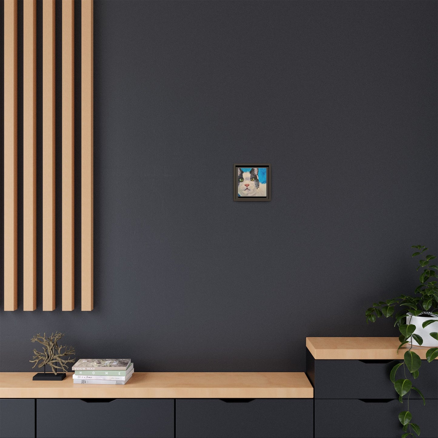 Framed Cat Portrait Canvas Print.