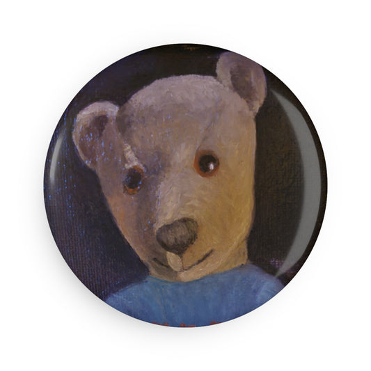 Whimsical Bear Button Magnet, Unique Fridge Decor, Cute Gift, Collectible Art, Home and Office Accessory, Animal Lover Present