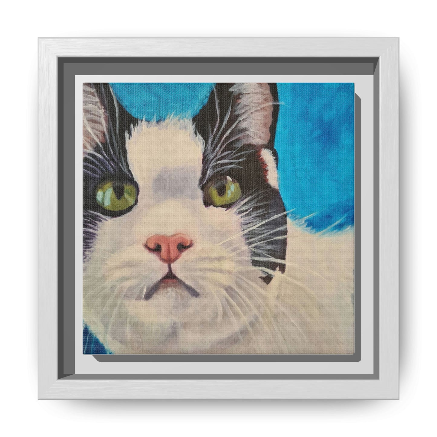 Framed Cat Portrait Canvas Print.
