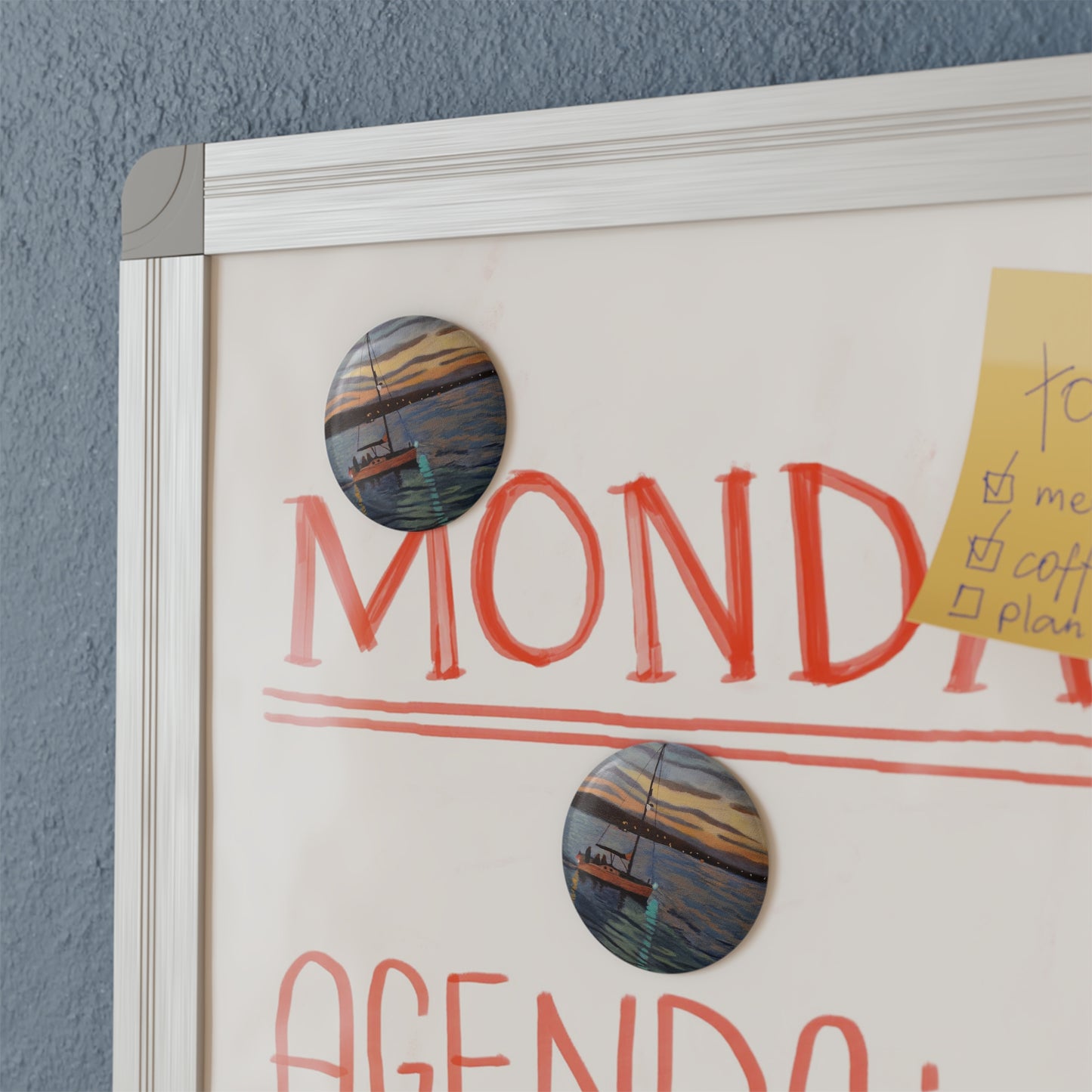 Boat in Sunset Button Magnet