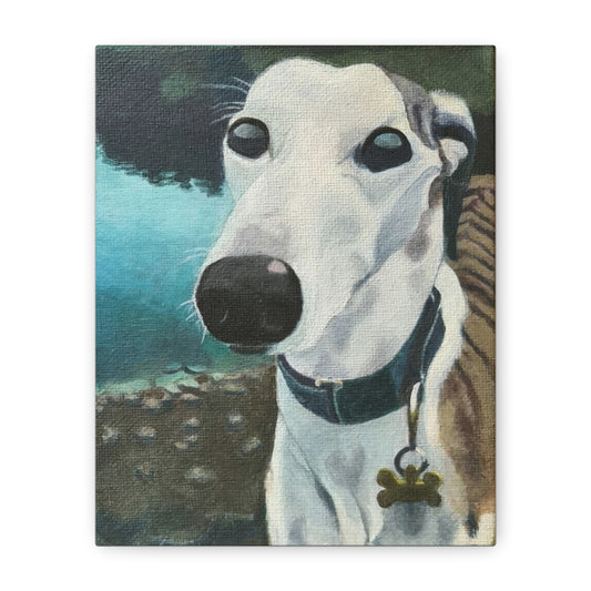 Greyhound Portrait Canvas Print — Stretched Matte Wall Art