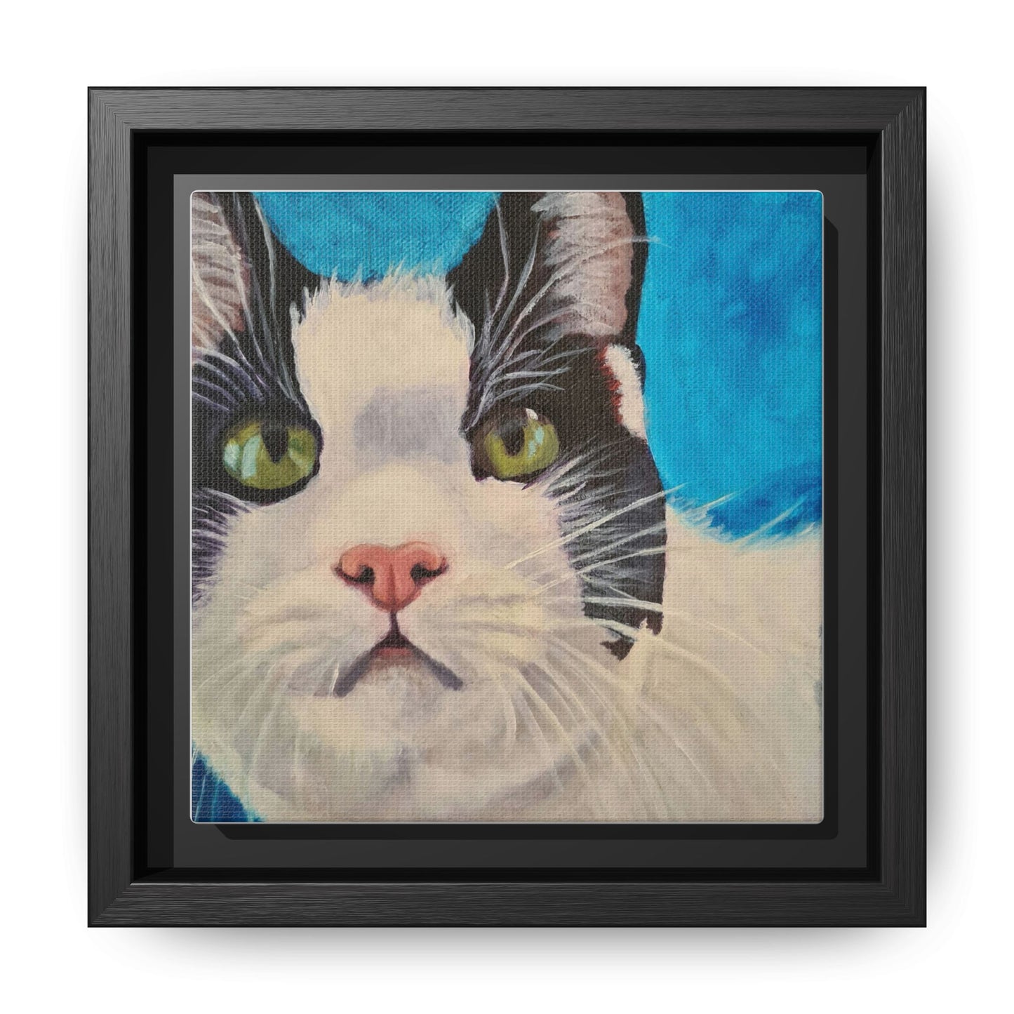 Framed Cat Portrait Canvas Print.