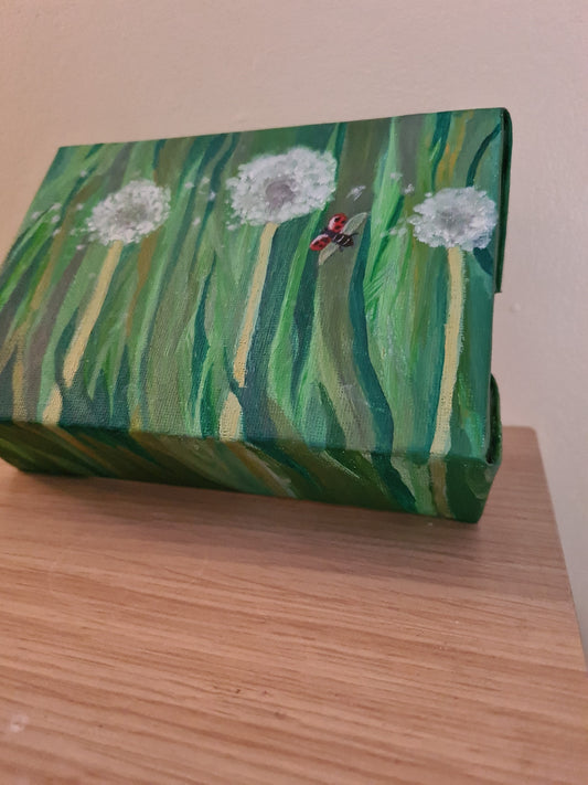 Dandelion clocks and a flying ladybird image 0
